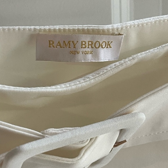 RAMY BROOK Dara Mini Skirt Elegant Cream White Skirt {$295} Wide Belt Gold Med - Picture 6 of 8